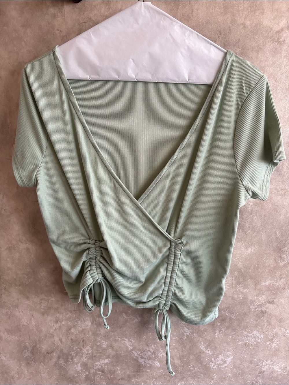 Women’s Light Sage Green Ruched Wrap Top